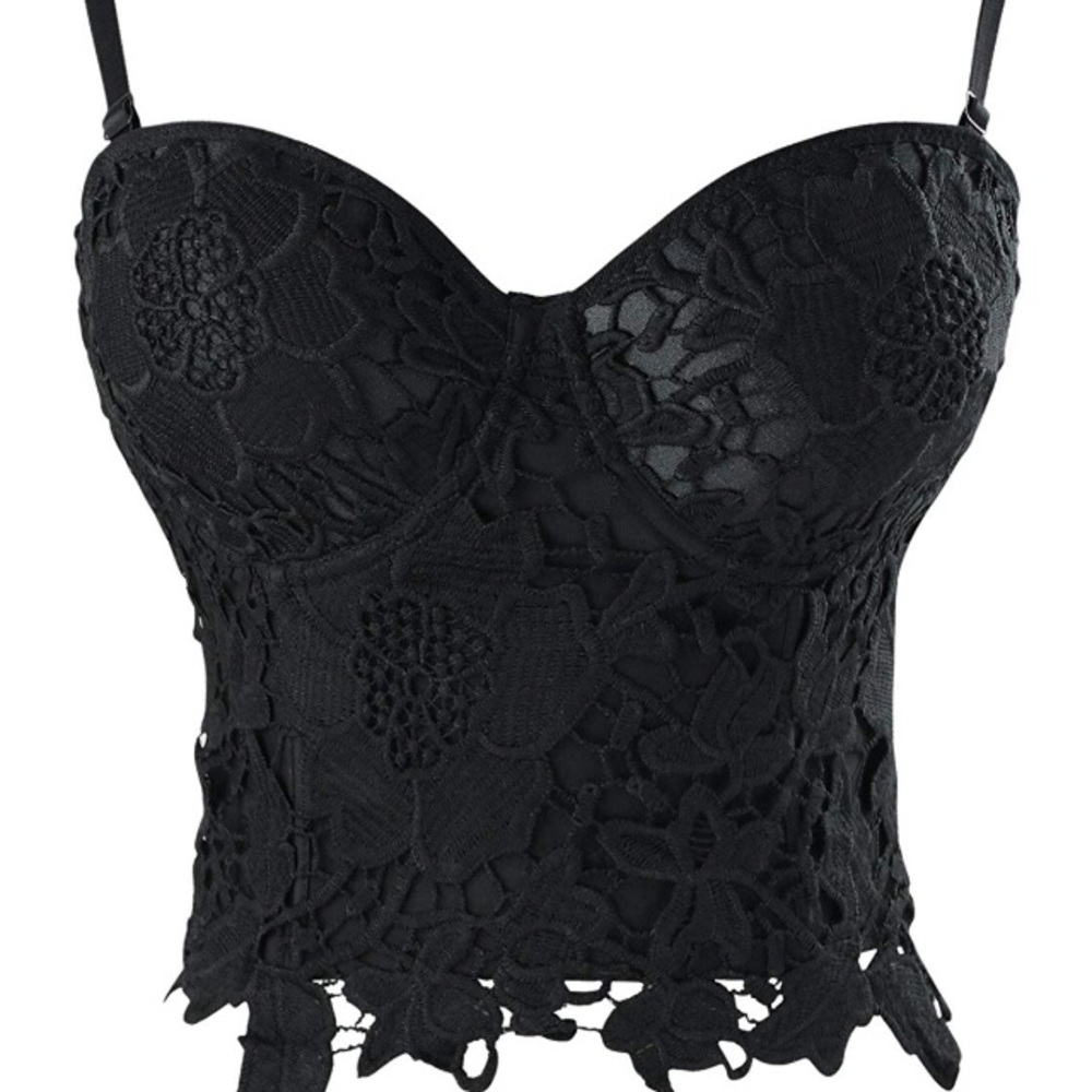Women’s punk goth floral lace corset crop top XXL